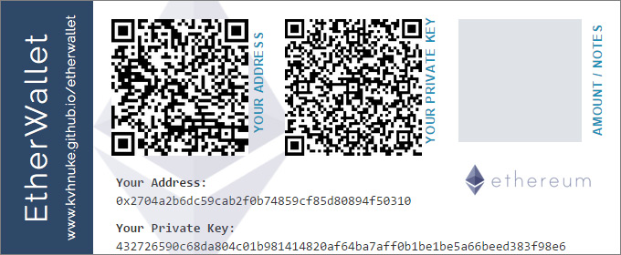 Ether paper wallet example